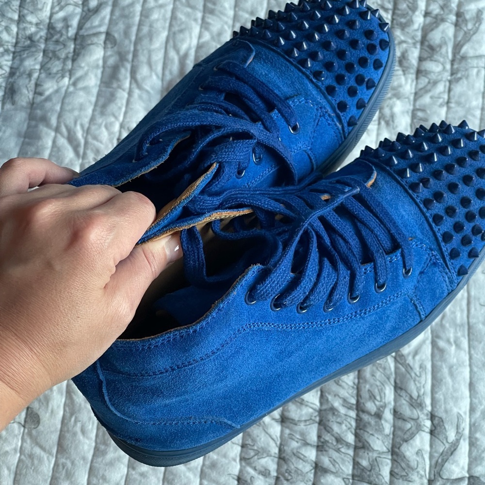 Christian Louboutin Blue Spiked Sneakers